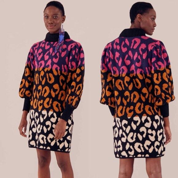 FARM Rio Dresses & Skirts - Farm Rio Rainbow leopard print knit dress size medium